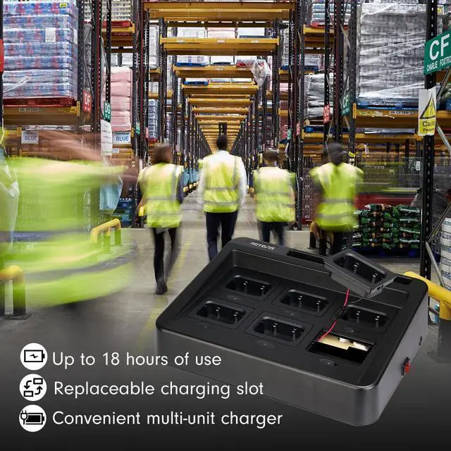 Alt view image 5 of 5 - Retevis RB23 IP67 Waterproof Walkie Talkie, Long Range Two-Way Radio with Earphone and Microphone Set, 1800mAh, Rugged, with 6-Way Multi-Bank Charger for Commercial Warehouse Construction (6 Pack)