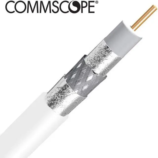 Alt view image 2 of 3 - CommScope F677TSVV RG 6 Type 77% Braid Trishield Video Coaxial Cable White Jacket 500 ft Made in USA