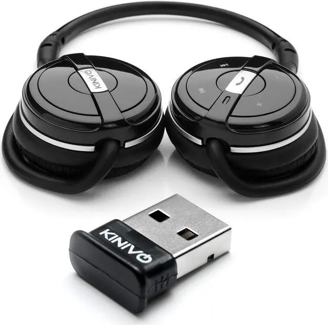 Main image of Kinivo BTH240 Bluetooth Headphones with BTD-400 USB Bluetooth PC Adapter (Black, Bluetooth 4.0, Compatible with Windows, Raspberry Pi, Linux, On-Ear, Hands-Free Calling, Built-in Mic, Foldable)