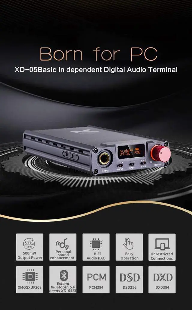 Alt view image 2 of 4 - XDUOO XD-05 Basic ES9018K2M PCM384KHz DSD256 XMOS XU208 HiFi Protable Headphone Amplifier