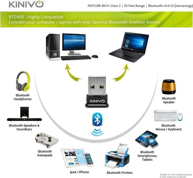 Alt view image 5 of 5 - Kinivo BTH240 Bluetooth Headphones with BTD-400 USB Bluetooth PC Adapter (Black, Bluetooth 4.0, Compatible with Windows, Raspberry Pi, Linux, On-Ear, Hands-Free Calling, Built-in Mic, Foldable)