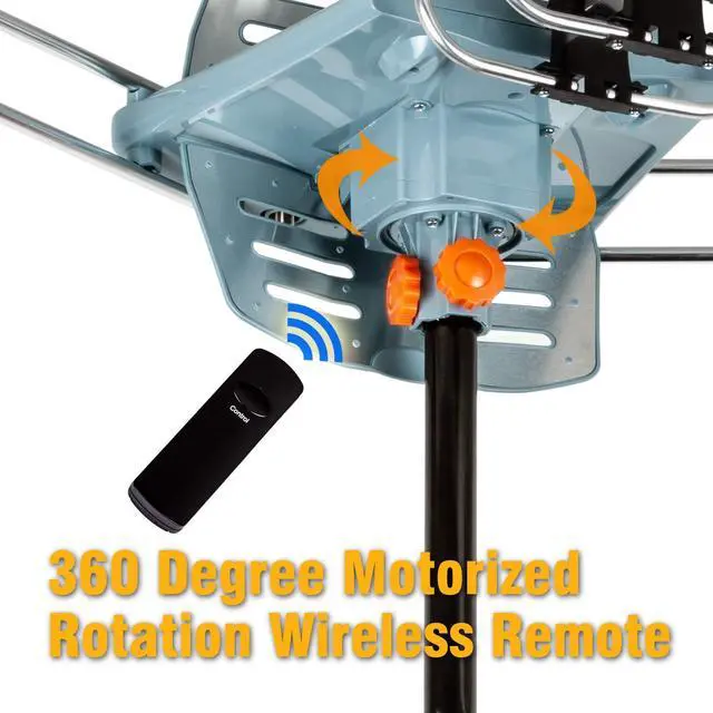Alt view image 3 of 5 - Five Star HDTV Antenna Amplified Digital Outdoor Antenna 150 Miles Range, 360 Degree Rotation Wireless Remote, with 40FT RG6 Coax Cable Installation Kit and Mounting Pole 5 TVs