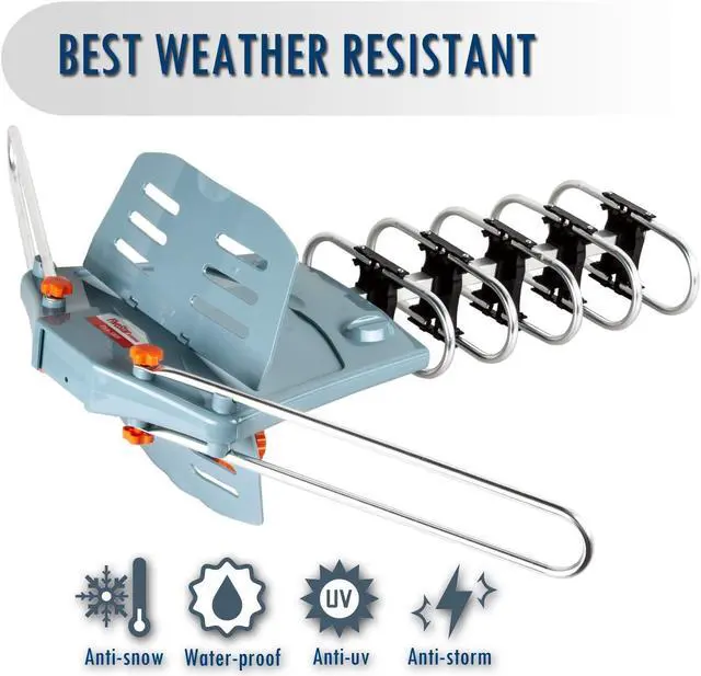 Alt view image 5 of 5 - Five Star HDTV Antenna Amplified Digital Outdoor Antenna 150 Miles Range, 360 Degree Rotation Wireless Remote, with 40FT RG6 Coax Cable Installation Kit and Mounting Pole 5 TVs