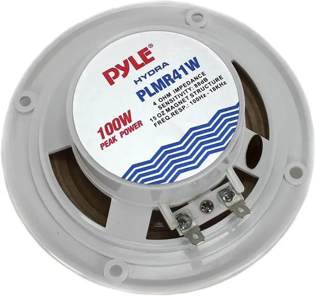 Alt view image 3 of 5 - Pyle PLMR41W 4" 100W Marine Waterproof Audio Stereo Speaker System, for Outdoor Boat, Car, & Poolside Use, White (4 Pack)