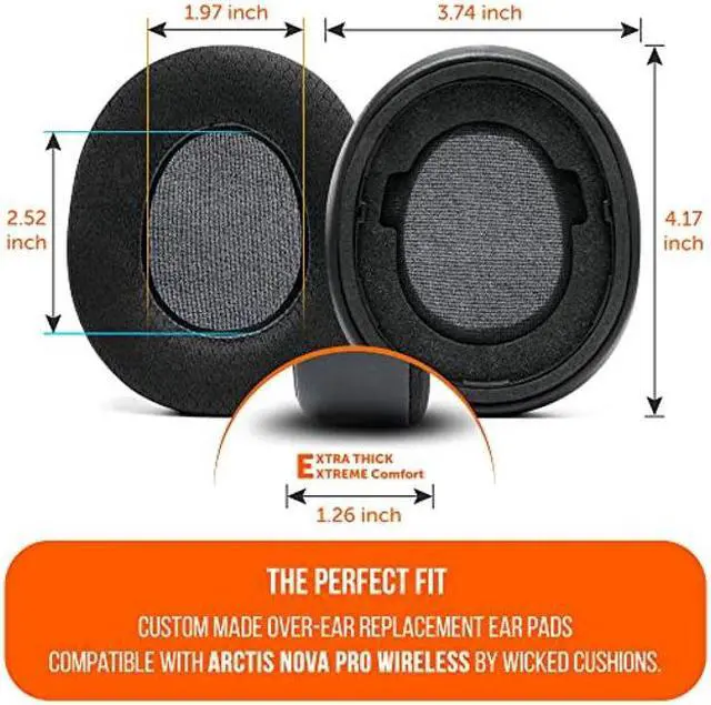 Alt view image 3 of 5 - WC Freeze Nova Pro Wireless - Hybrid Fabric Cooling Gel Replacement Earpads for Steelseries Arctis Nova Pro Wireless by Wicked Cushions, Improved Durability, Thickness & Sound Isolation | Black