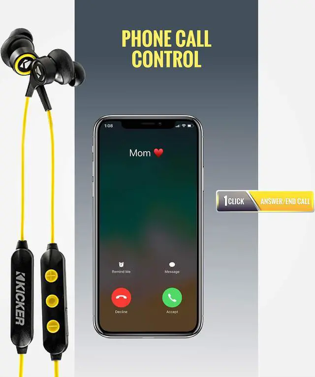 Alt view image 5 of 5 - Kicker EB200 Bluetooth® Earbuds - 46EB200BTB