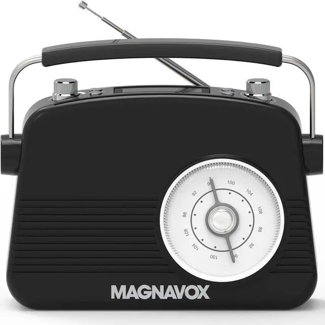 Main image of Magnavox Retro Dual Alarm Clock FM Radio - Bluetooth Wireless Technology, LCD Display, Snooze & Sleep Timer - Ideal for Home, Bedroom & Office (Black)