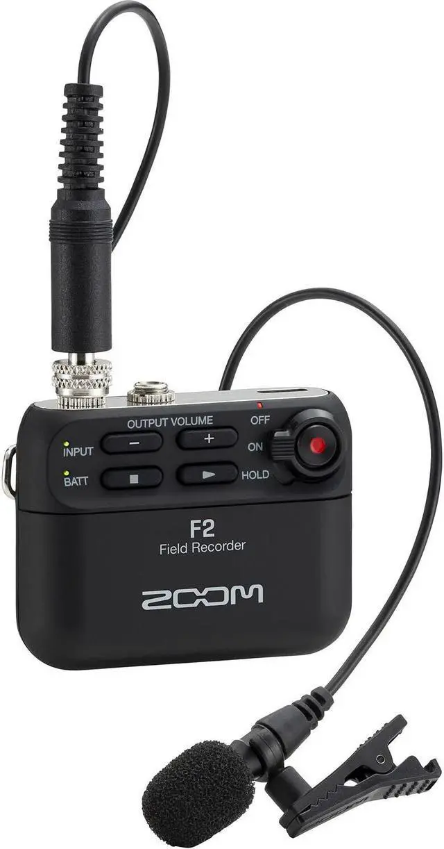 Alt view image 2 of 5 - Zoom F2 Ultracompact Portable Field Recorder with Lavalier Microphone with Flash 32 GB Microsdhc Memory Card UHS-I Gold, Red and 4-Pack AAA Alkaline Batteries Plus Lens Cleaning Cloth