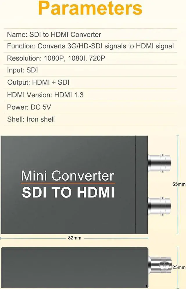 Alt view image 4 of 5 - Wiistar SDI to HDMI Converter, Mini SDI to HDMI Audio Video Converter Adaptr Support 3G-SDI, HD-SDI, SD-SDI with SDI Loopout for Camera HDTV