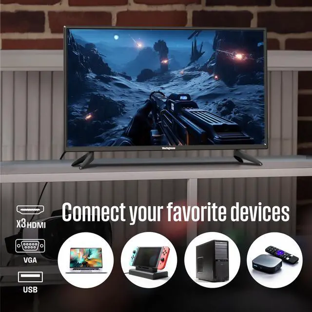 Alt view image 5 of 5 - Westinghouse 24 Inch TV with DVD Player Built in, 720p HD LED Small Flat Screen Non-Smart Television DVD Combo with HDMI, USB, & Parental Controls, Monitor for Home, Kitchen, or RV Camper