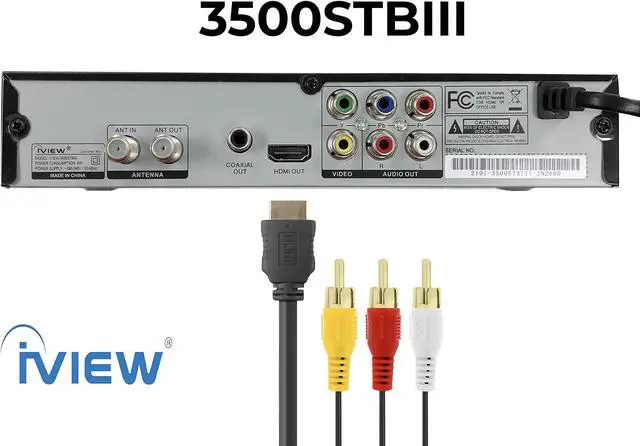 Alt view image 5 of 5 - IVIEW-3500STB III, ATSC Digital Converter Box with Recording and Media Player, Analog to Digital, QAM Tuner, Channel 3/4, HDMI, A/V, USB, Learning Remote
