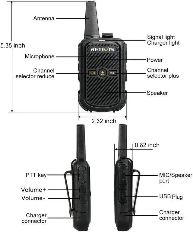 Alt view image 3 of 5 - Retevis RT15 Walkie Talkies Long Range,Mini Walkie Talkie,USB Fast Charging,Rechargeable 2 Way Radios for Adults Business Education School Church Healthcare Car (10 Pack)