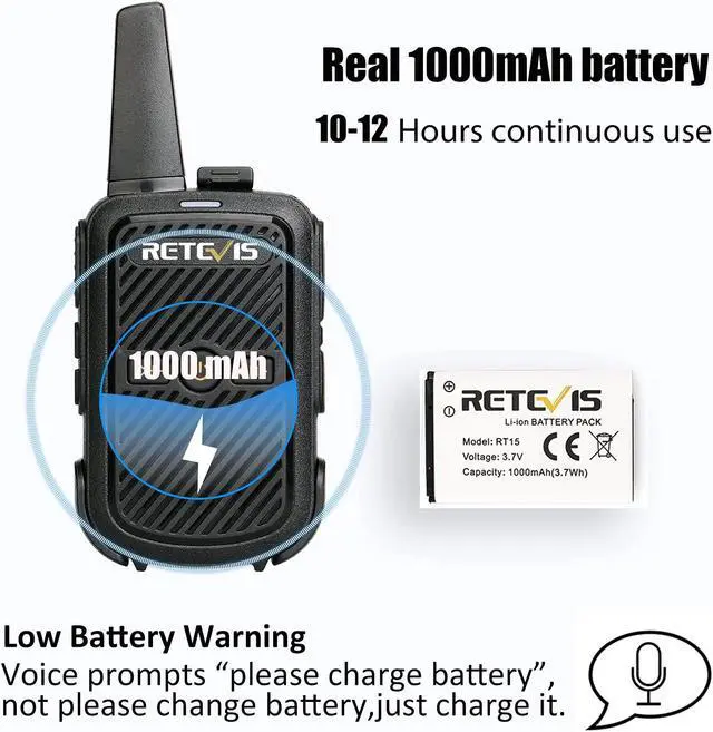 Alt view image 4 of 5 - Retevis RT15 Walkie Talkies Long Range,Mini Walkie Talkie,USB Fast Charging,Rechargeable 2 Way Radios for Adults Business Education School Church Healthcare Car (10 Pack)