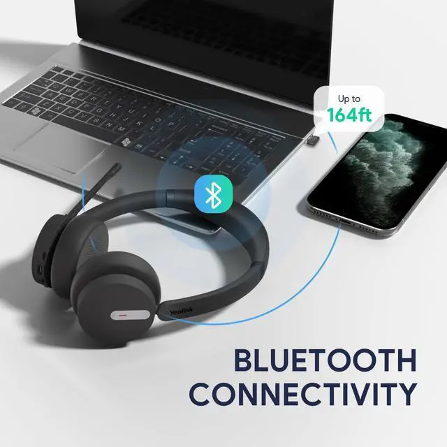Alt view image 5 of 5 - Yealink BH70 Dual Wireless Headset with Mic for Work, Bluetooth Headphone with Teams Certification, up to 35h Talk Time, 147g All-Day Wearing Comfort, Perfect for Open Office Home Hybrid Work, USB-C