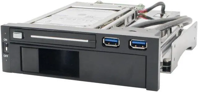 Main image of Syba SY-MRA55006 5.25" Bay Tray Less Mobile Rack for 3.5" and 2.5" Sata III HDD with Extra 2 Port USB 3.0, Black/White