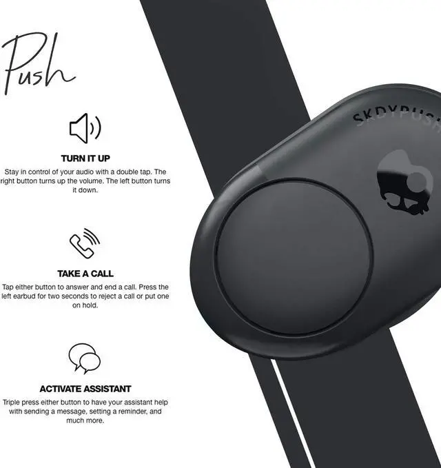 Alt view image 3 of 5 - Skullcandy Push True Wireless In-Ear Earbud - Dark Grey