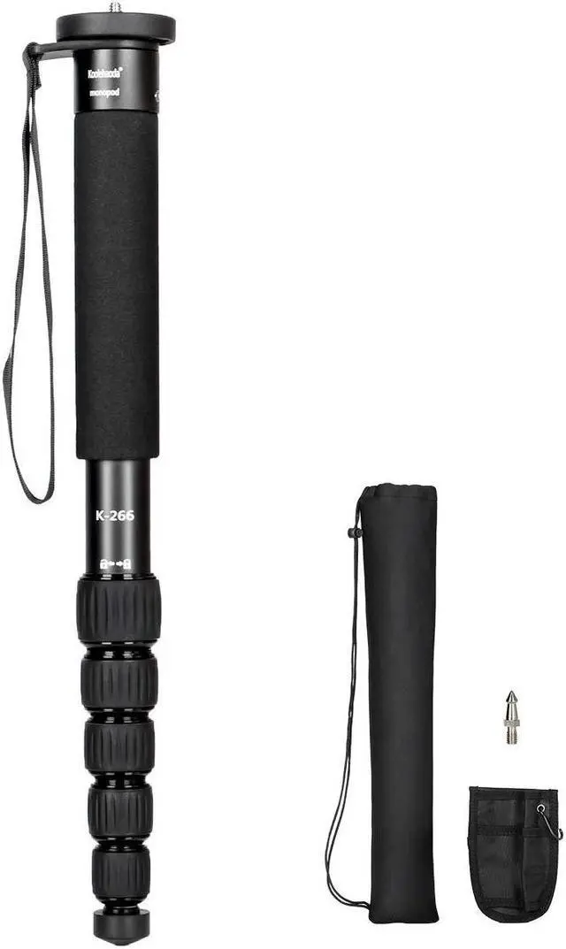 Main image of Koolehaoda Camera Monopod 61" Aluminum Portable Photography Unipod Stick, 6-Section Telescopic, Folding is only 15" Compact Travel Monopod for Cameras Mirrorless & DSLR, Easy to Carry (K-266 Black)