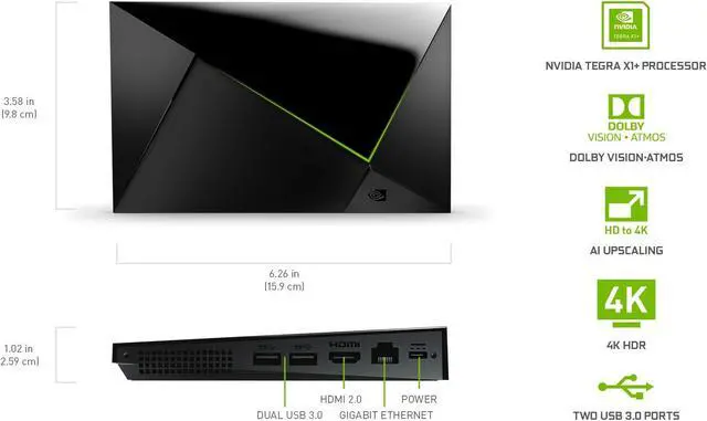 Alt view image 2 of 5 - NVIDIA SHIELD Android TV Pro Streaming Media Player; 4K HDR movies, live sports, Dolby Vision-Atmos, AI-enhanced upscaling, GeForce NOW cloud gaming, Google Assistant Built-In, Works with Alexa