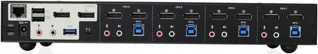 Alt view image 4 of 5 - IOGEAR 4-Port Dual View DisplayPort KVMP Switch - 4K 60Hz - 2 DisplayPort In Per Channel - 2-Port USB 3.1 Hub 5Gbps - Keyboard Mouse Input - 7.1 HD Audio - Front Panel Selector - TAA Mac/Win - GCS1944