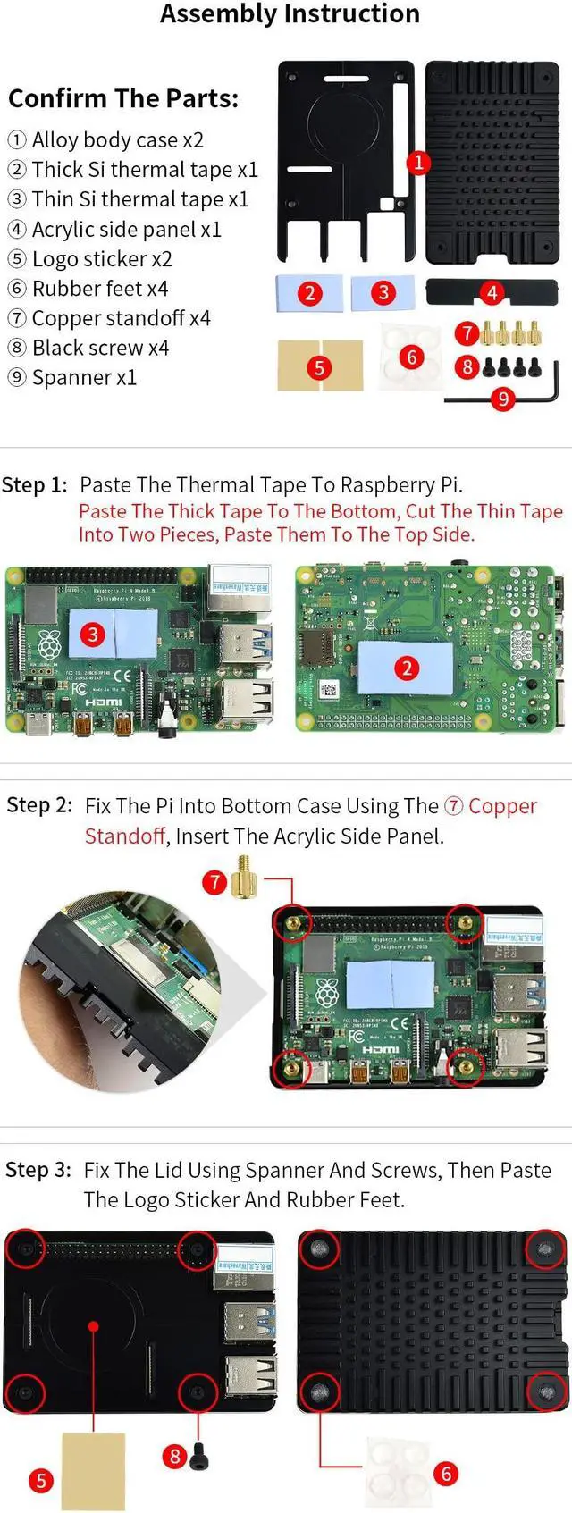 Alt view image 3 of 5 - waveshare Lightweight Aluminum Alloy Case for Raspberry Pi 4 with CNC Precise Processing and Sand Blasting Finish Nice & Durable