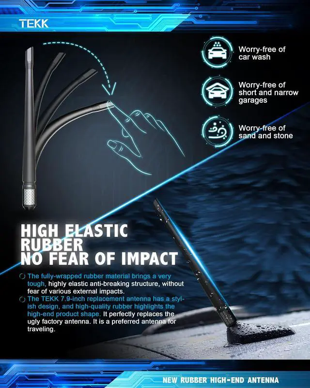 Alt view image 5 of 5 - TEKK Carbon Fiber Short Antenna Compatible with EKAE15 / 7.9 Inches Premium Flexible Rubber/Designed for Enhance FM/AM Radio Signal Reception