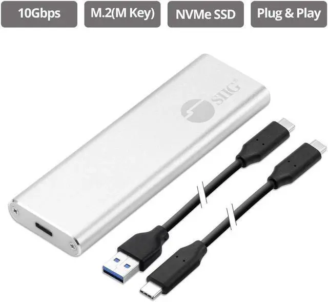 Alt view image 2 of 5 - SIIG USB C Nvme SSD Portable Enclosure, 10Gbps USB 3.1 Gen 2 to NVMe SSD, M.2 PCIe Nvme SSD Adapter Enclosure - Support Windows/Mac OS (JU-SA0W11-S1)