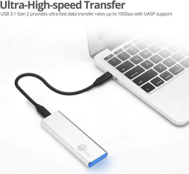 Alt view image 5 of 5 - SIIG USB C Nvme SSD Portable Enclosure, 10Gbps USB 3.1 Gen 2 to NVMe SSD, M.2 PCIe Nvme SSD Adapter Enclosure - Support Windows/Mac OS (JU-SA0W11-S1)