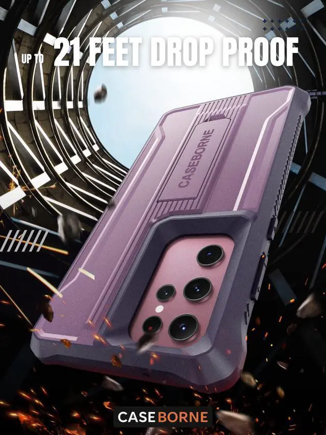 Alt view image 5 of 5 - CaseBorne V Designed for Samsung Galaxy S23 Ultra 5G Case (Formerly ArmadilloTek), [Ultimate Protection Tech] Full-Body Multi-Layer Rugged Kickstand Protective Case Screenless- Purple