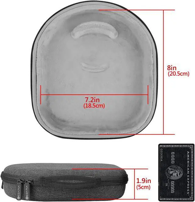 Alt view image 4 of 5 - Geekria Shield Headphones Case for Lay Flat Over-Ear Headphones, Replacement Hard Shell Travel Carrying Bag with Cable Storage, Compatible with Steelseries, B&W, Skullcandy Headsets (Grey)