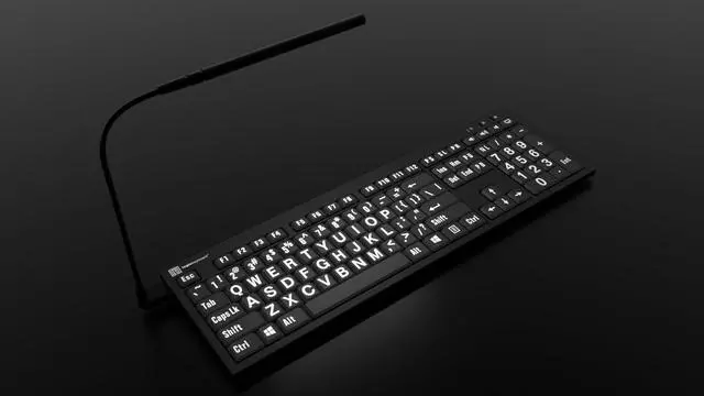 Alt view image 2 of 5 - Logickeyboard 'Slimline Nero' with Large Print  White Letters on Black Keys  ade for Windows PC  Including LogicLight Lamp  p/n LKBU-LPWB-BJPU-US