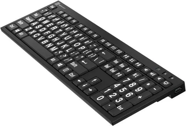 Alt view image 4 of 5 - Logickeyboard 'Slimline Nero' with Large Print  White Letters on Black Keys  ade for Windows PC  Including LogicLight Lamp  p/n LKBU-LPWB-BJPU-US