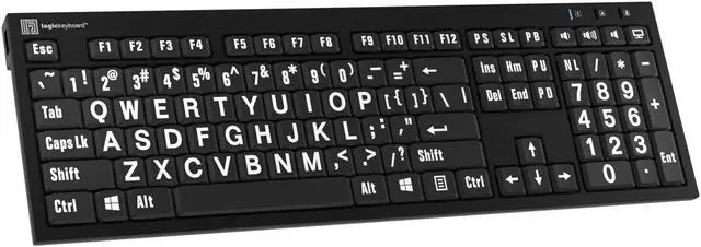 Alt view image 3 of 5 - Logickeyboard 'Slimline Nero' with Large Print  White Letters on Black Keys  ade for Windows PC  Including LogicLight Lamp  p/n LKBU-LPWB-BJPU-US
