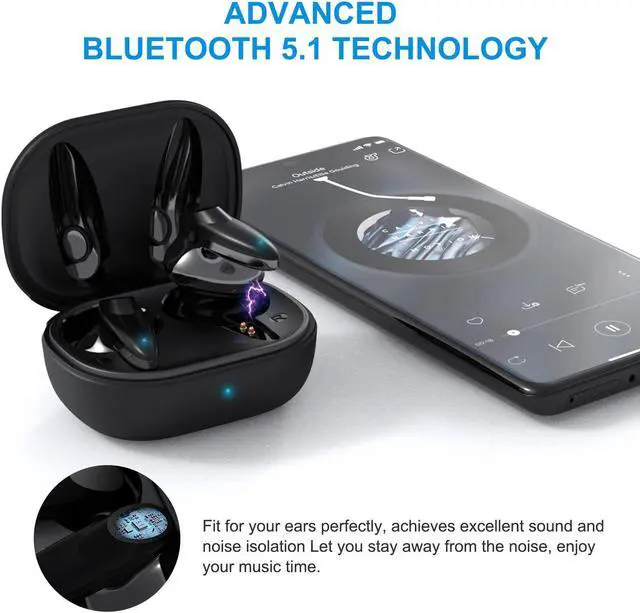 Alt view image 2 of 5 - Ture Wireless Earbuds Bluetooth Headphones & Non-Slip Heavy Duty Protective Phone Cases for Samsung Galaxy A71 5G Black