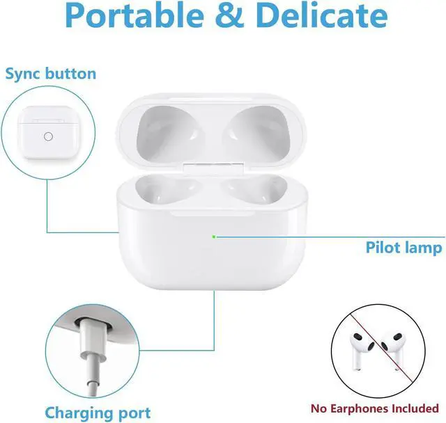 Alt view image 2 of 5 - Compatible for AirPods 3rd Generation Charging Case, Wireless Charger Replacement Case for AirPods Case 3rd Gen with Bluetooth Pairing Sync Button, White(Replacement A2566)