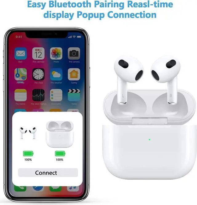 Alt view image 4 of 5 - Compatible for AirPods 3rd Generation Charging Case, Wireless Charger Replacement Case for AirPods Case 3rd Gen with Bluetooth Pairing Sync Button, White(Replacement A2566)