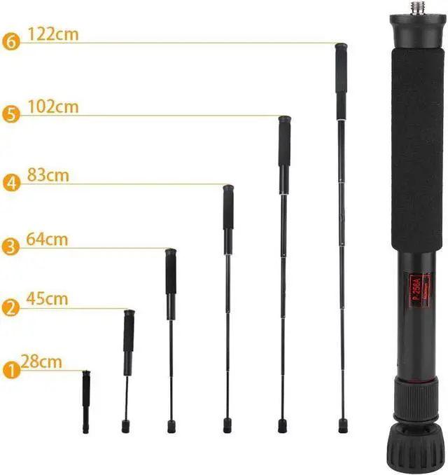 Alt view image 3 of 5 - Mini Camera Monopod 48 Inch, Portable Adjustable Height Monopod Selfie Stick Mount Support Rod for DSLR Camera Mirrorless Camera, Flash, Mobile Phone(P-256A)