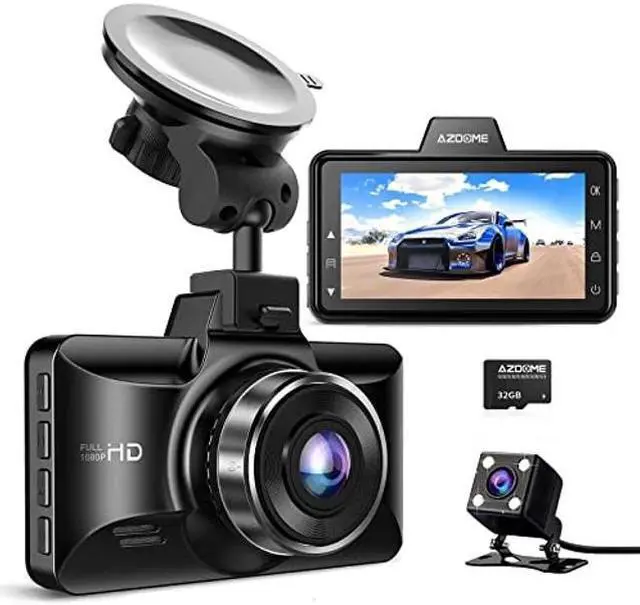 Main image of AZDOME Dual Dash Cam Front and Rear, 3 inch 2.5D IPS Screen Free 64GB Card Car Driving Recorder, 1080P FHD Dashboard Camera, Waterproof Backup Camera Night Vision, Park Monitor, G-Sensor, for Car Taxi