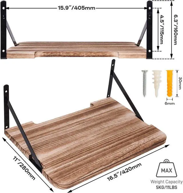 Alt view image 3 of 5 - Projector Shelf,16.2" x 11"(L*W),Projector Wall Mount Floating Shelf,Projector Mount,Deep Shelves with Large Storage for Living Room,Kitchen,Office,Bedroom Router Shelf for Xbox Series PS5 PS4 SS2