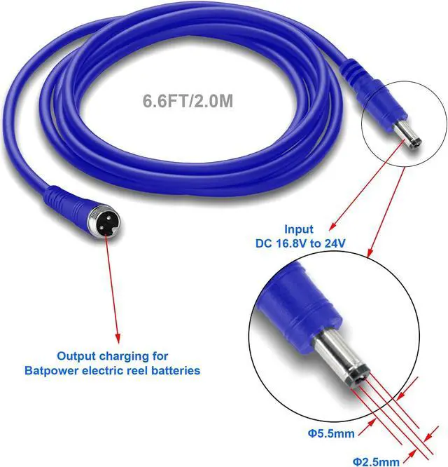 Alt view image 2 of 5 - BatPower 120W ProK Electric Reel Battery Car Charger BP-FK08B BP-FK16B Electric Fishing Battery ProK Car Charger Vehicle Charger DC 12v-24v Auto Power Supply Adapter with 6.6Ft/2M Power Cord