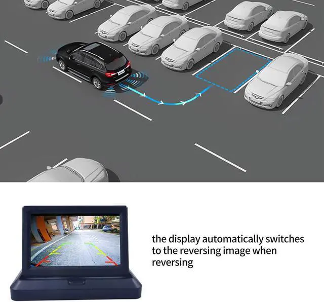 Alt view image 4 of 5 - 5 inch Foldable TFT LCD Backup Camera Monitor only Rear View Reverse Display Screen, V1/V2 Two Video Input, 12V/24V Vehicle Backup Camera Display for Car Backup Van Truck