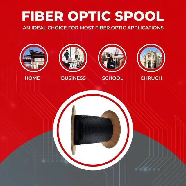 Alt view image 4 of 5 - Cable Central LLC 6 Strand Indoor/Outdoor Fiber Optic Cable, OS2 9/125 Singlemode, Corning, Black, Riser Rated, Spool, 1000 Feet