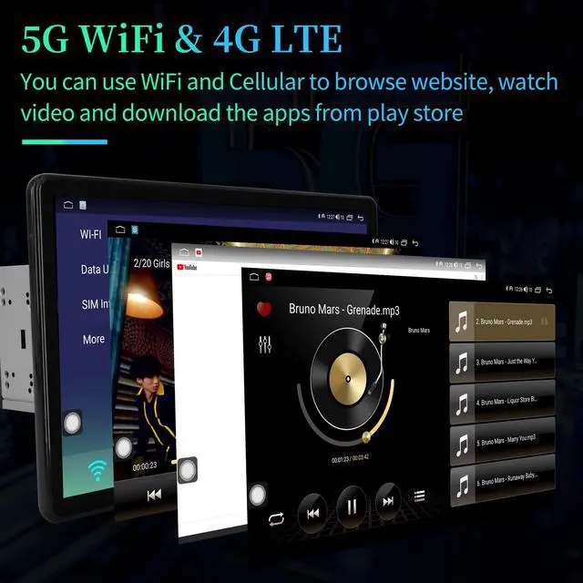 Alt view image 4 of 5 - Cidava Universal Double Din Car Stereo Carplay Radio 13.3 Inch Octa Core, Rotatable Android Navigation Car Stereo with 1920x1080 IPS 6GB+128GB, Support Bluetooth 5.1/AM/FM Radio/4G LTE/Back-Up Camera