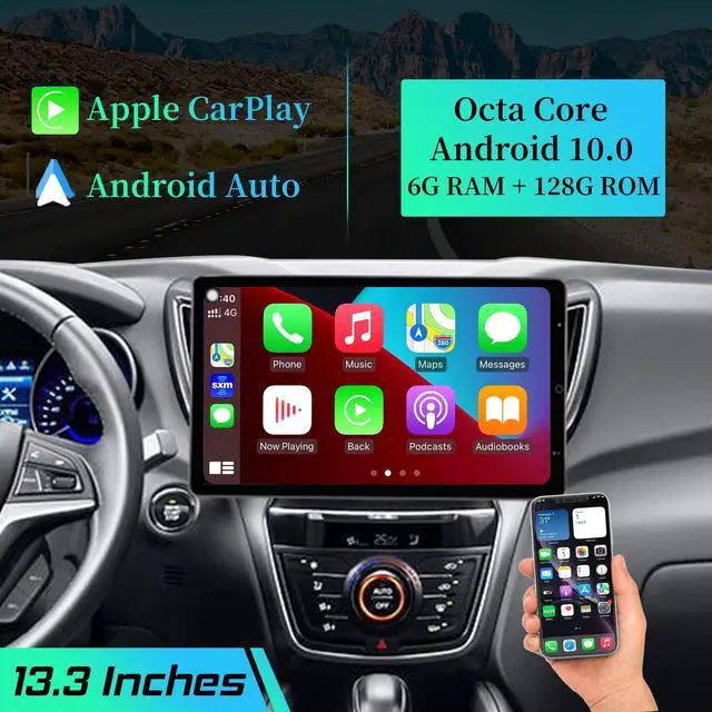 Alt view image 2 of 5 - Cidava Universal Double Din Car Stereo Carplay Radio 13.3 Inch Octa Core, Rotatable Android Navigation Car Stereo with 1920x1080 IPS 6GB+128GB, Support Bluetooth 5.1/AM/FM Radio/4G LTE/Back-Up Camera