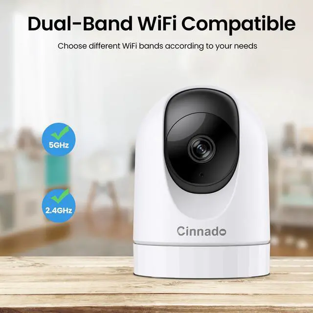 Alt view image 2 of 4 - Cinnado 5MP Security Camera Indoor-5G/2.4G Dual WiFi Cameras for Home Security with Audio and Video Ideal for Pet/Nanny/Baby Monitor, 360 Auto Tracking, SD/Cloud Storage, Support Alexa/Google Home, D1