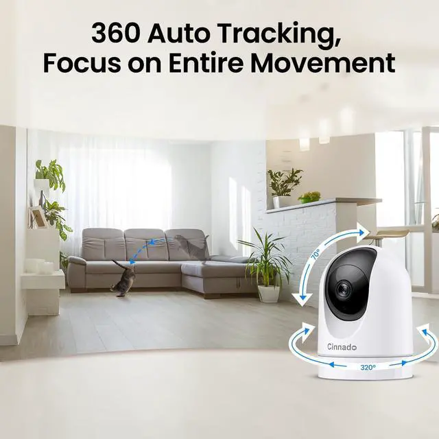 Alt view image 3 of 4 - Cinnado 5MP Security Camera Indoor-5G/2.4G Dual WiFi Cameras for Home Security with Audio and Video Ideal for Pet/Nanny/Baby Monitor, 360 Auto Tracking, SD/Cloud Storage, Support Alexa/Google Home, D1