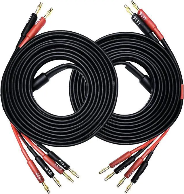 Main image of CESS-106-10f Banana Plug Splitter Speaker Cable, 2 Banana Plugs to 4 Banana Plugs, 12 Gauge, 2-Channel (10 Feet)