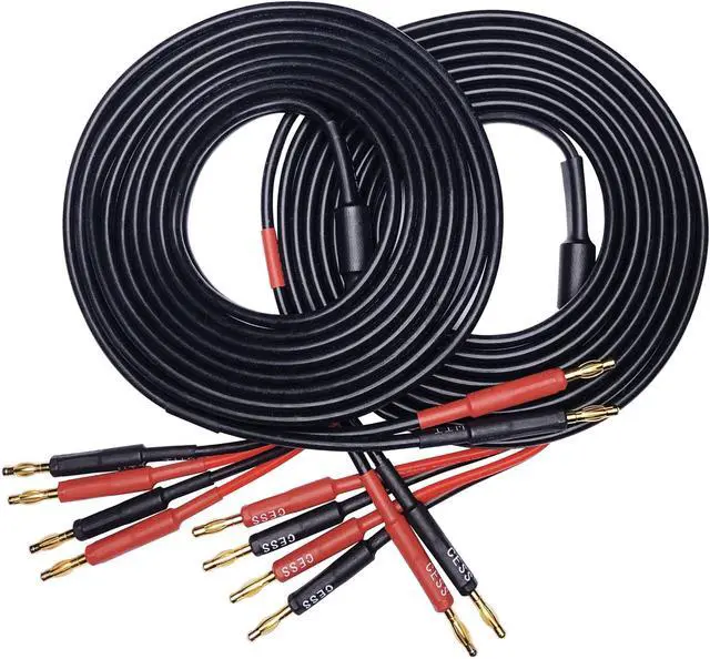 Alt view image 2 of 5 - CESS-106-10f Banana Plug Splitter Speaker Cable, 2 Banana Plugs to 4 Banana Plugs, 12 Gauge, 2-Channel (10 Feet)