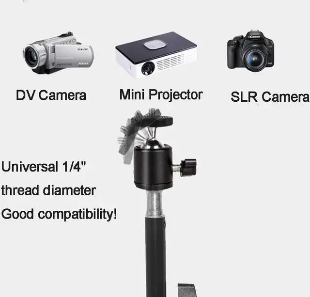 Alt view image 3 of 5 - Projector Floor Stand, Folding Portable Tripod Mount - Adjustable Height 29" to 70"