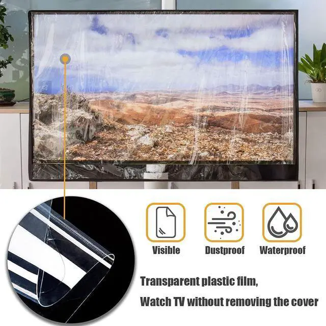 Alt view image 2 of 5 - COOSOO Outdoor TV Cover Waterproof with Visible Transparent Film Heavy duty TV Cover Box Black Heat Resistant Weatherproof Dustproof Anti UV Patio Outside Television Protector 55-58"