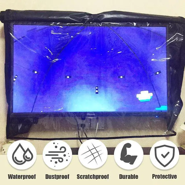 Alt view image 3 of 5 - COOSOO Outdoor TV Cover Waterproof with Visible Transparent Film Heavy duty TV Cover Box Black Heat Resistant Weatherproof Dustproof Anti UV Patio Outside Television Protector 55-58"